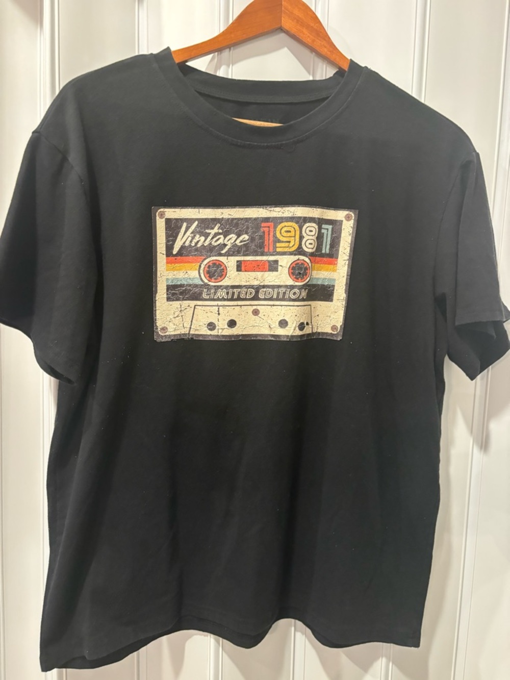 Vintage 1981 Cassette Graphic Tee - Black Size Large